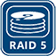 Symbol RAID 5 – Festplattenverbund mit verteilter Paritätssicherung der Daten